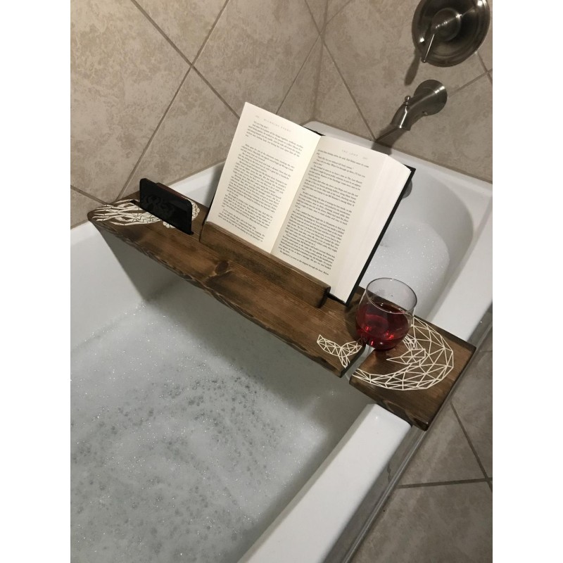 Handmade Bathtub Tray Supplier - JUNJI Customizable Wood Bathtub Caddy with Book Holder