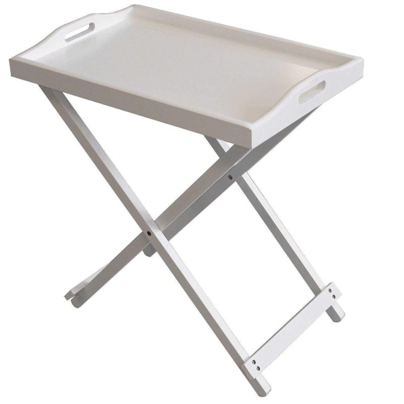 Butler Tray Factory - Customized Taylor & Brown White Wooden Folding Serving Trays