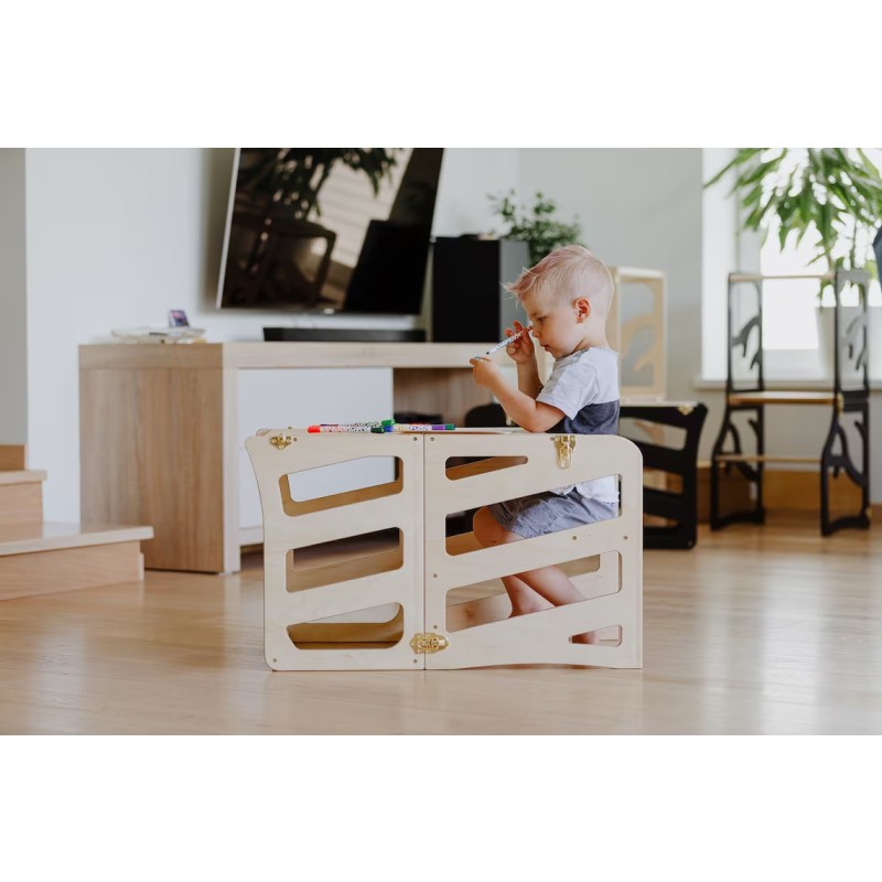 Montessori Furniture Factory - Kitchen Helper Foldable Kids Tower 3 in 1 Learning Stool