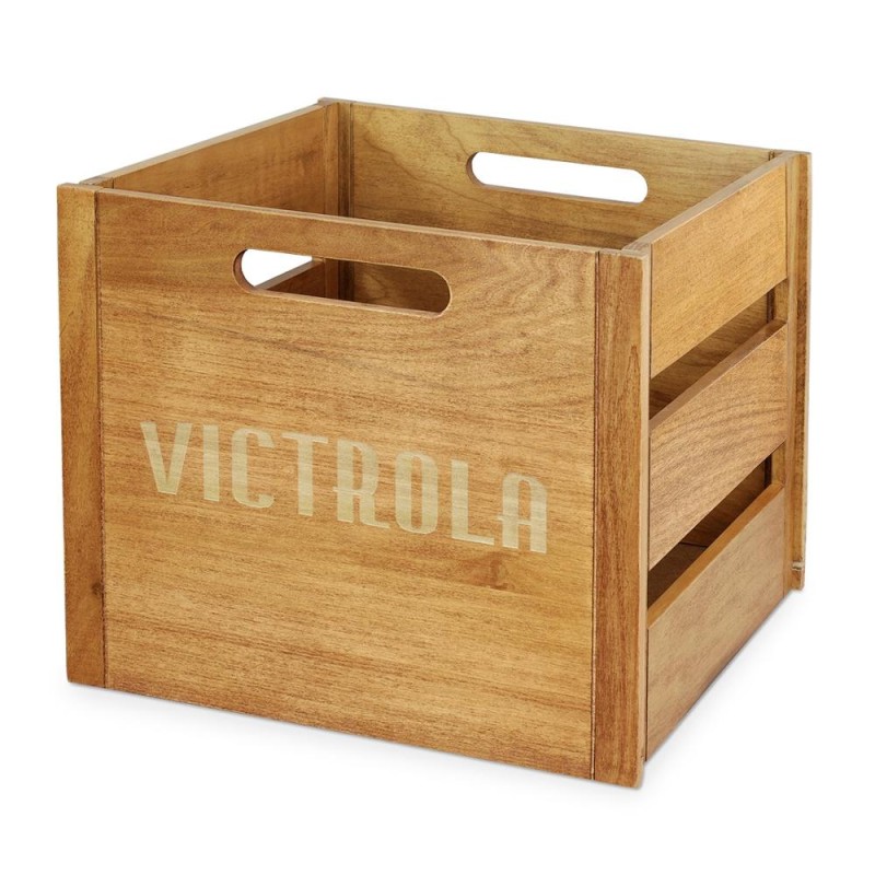 Wood Box Manufacturer - JUNJI Natural Brown Victrola Wooden Record Crate Storage Box