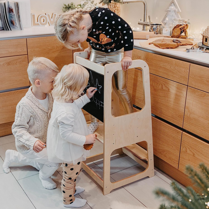 Kitchen Helper Manufacturer - JUNJI Kitchen Helper with Blackboard Tower Step Stool Children