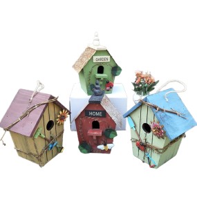Outside Birdhouse Factory - JUNJI Outside with Pole Wooden Bird House for Finch Bluebird