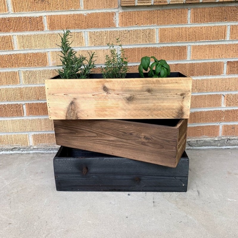 Wood Planter Boxes Supplier - JUNJI Set of 3 Handmade Powder Coated for Succulent Cactus