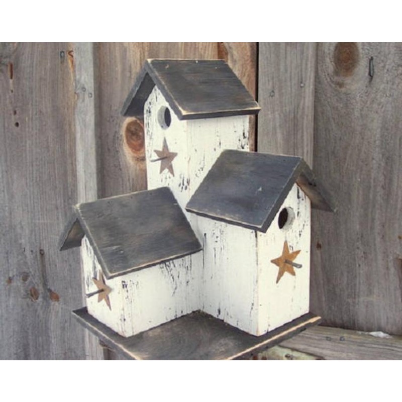 Primitive Birdhouse Manufacturer - Primitive Country Condo Birdhouse Handmade Modern Wood