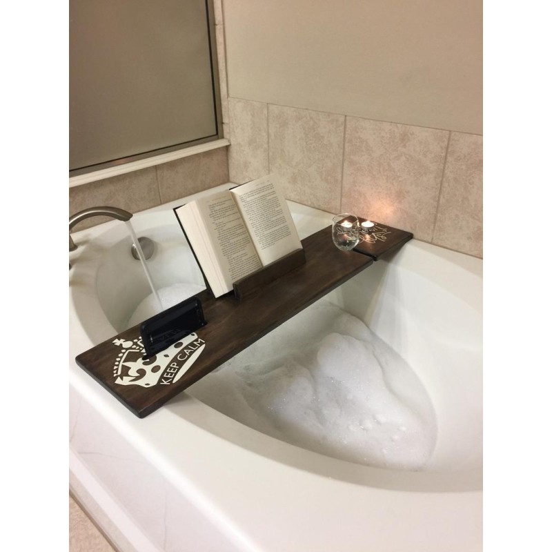 Handmade Bathtub Tray Supplier - JUNJI Customizable Wood Bathtub Caddy with Book Holder