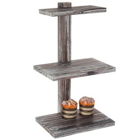 Serving Tray Manufacturer - JUNJI 11.8 Inches Rustic Wood Tray 2-Tier Cake Stand