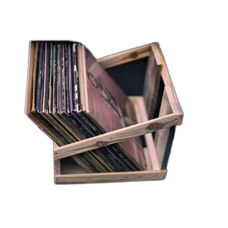 Record Storage Box Manufacturer - Handmade Rustic Box for 50 12 Inch Vinyl Records