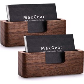 Business Card Holder Supplier - JUNJI Polished Pine Desk Card Holder Handmade Display