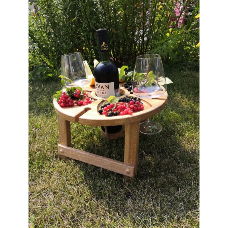 Portable Wine Table Manufacturer - Natural Pine Outdoor Folding Wine Cheese Tray with Legs