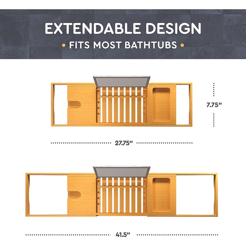 Bamboo Bath Tray Factory - JUNJI Expandable Rectangle Organizer Adjustable Tray