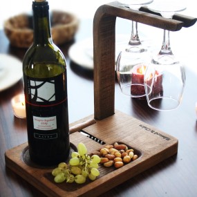 Wine Glass Stand Manufacturer - JUNJI Mothers Day Gift Wood Wine Glass Stand with Opener