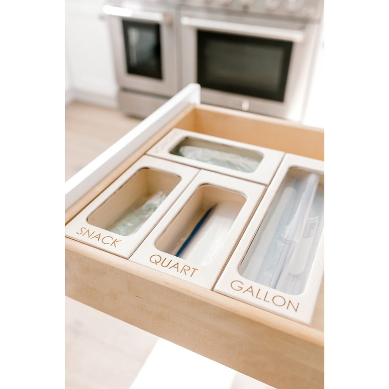 Drawer Storage Container Manufacturer - JUNJI Wood Kitchen Drawer Container Ziplock Organizer