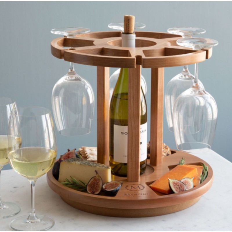 Wine Stand Supplier - JUNJI Personalized Wood Wine Cheese Glass Stand Carousel