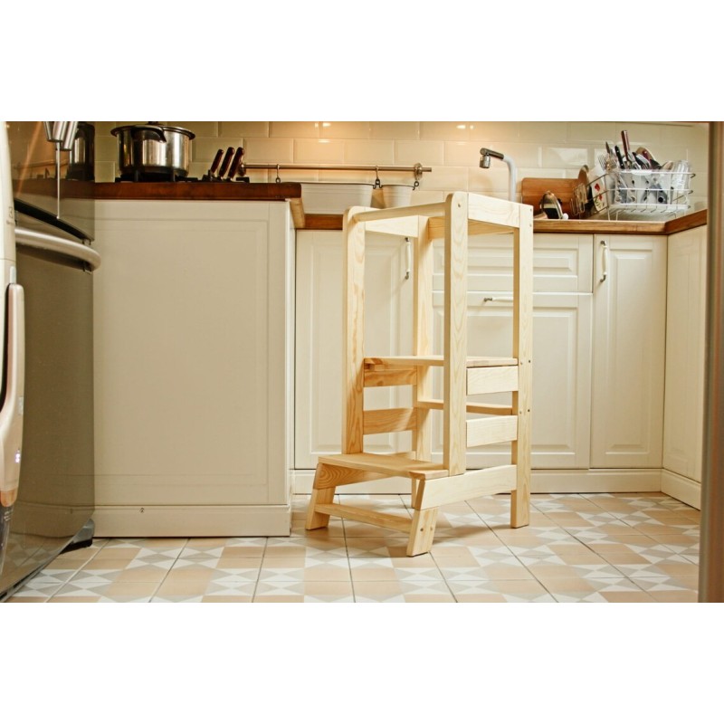 Adjustable Step Stool Supplier - Child Kitchen Wood Helper Stool Toddler Learning Tower