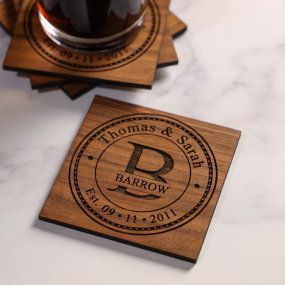 Personalized Coaster Supplier - Wedding Coaster Gift Set Anniversary Memorabilia Wooden
