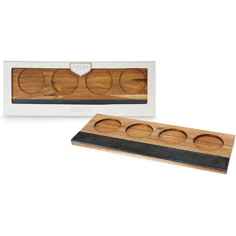 Wine Tasting Board Factory - JUNJI Twine Wine Flight Set with Slate Chalkboard Serving Tray