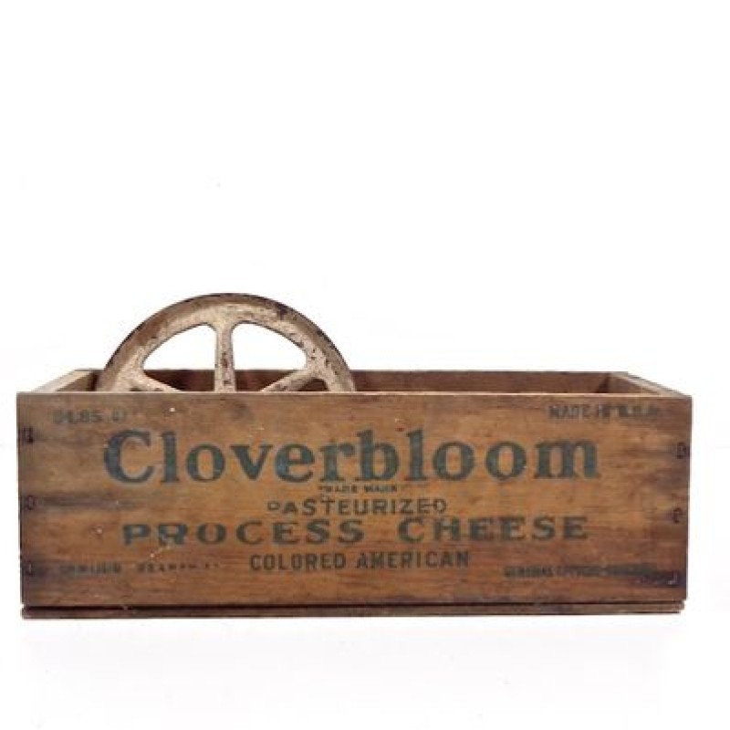 Vintage Cheese Box Manufacturer - JUNJI Vintage Cheese Wooden Crate With Blue Graphics