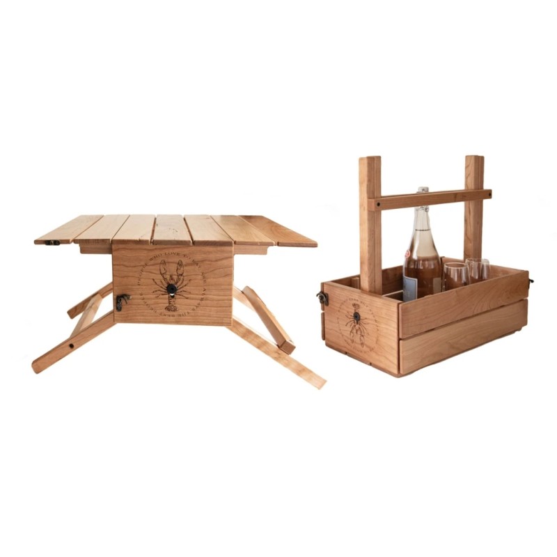 Picnic Table Supplier - JUNJI Wood Basket Carrier Turns Into Picnic Table Portable