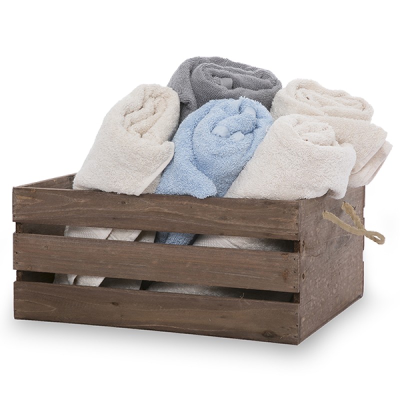 Antique Crate Box Factory - JUNJI Antique Vintage Wood Fruit Slatted Crate with Hemp Rope