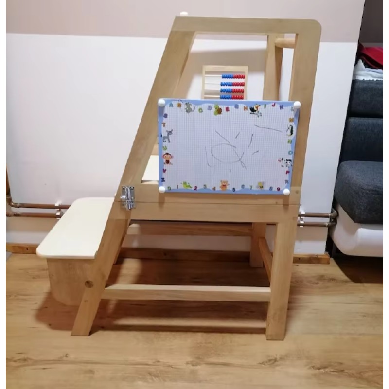 Multifunctional Step Stool Supplier - JUNJI 3 in 1 Learn Tools Blackboard Adjustable Tower