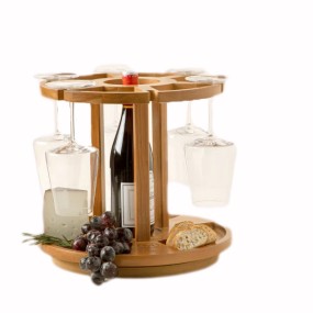Wine Stand Supplier - JUNJI Personalized Wood Wine Cheese Glass Stand Carousel