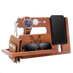 Phone Docking Station Manufacturer - Natural Walnut Wood Desk Organizer Mobile Phone Stand