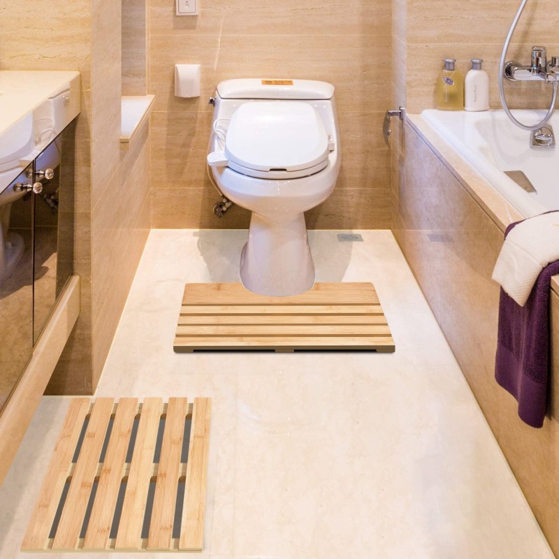 Bamboo Bath Mats Factory - JUNJI Solid Bamboo Mats Non Slip Wooden for Sauna Shower