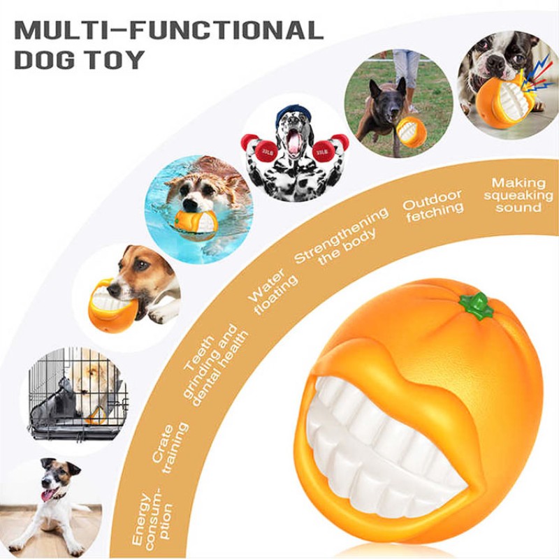 Pet Chew Toy Supplier - Squeaky Oranges Teeth Grinding
