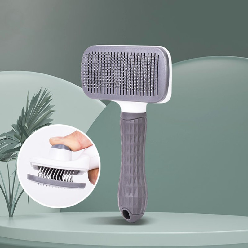 Pet Slicker Brush Supplier - Stainless Steel Self Cleaning