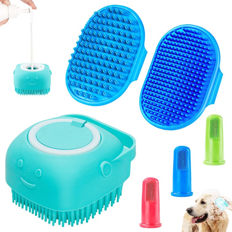 Dog Bath Tools Manufacturer - 6 Piece Silicone Grooming Set