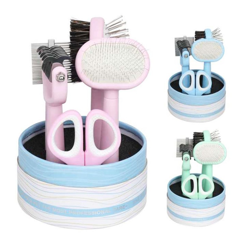 Pet Grooming Set Manufacturer - 5 in 1 Plastic Comb Brush