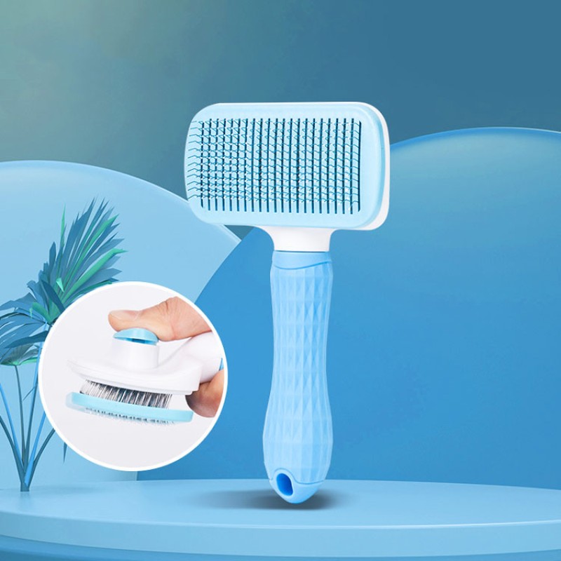 Pet Slicker Brush Supplier - Stainless Steel Self Cleaning