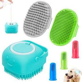 Dog Bath Tools Manufacturer - 6 Piece Silicone Grooming Set