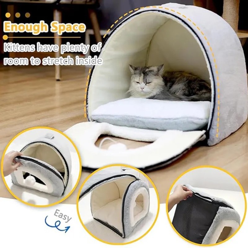 Cat Cave Bed Supplier - Luxury Plush Indoor House
