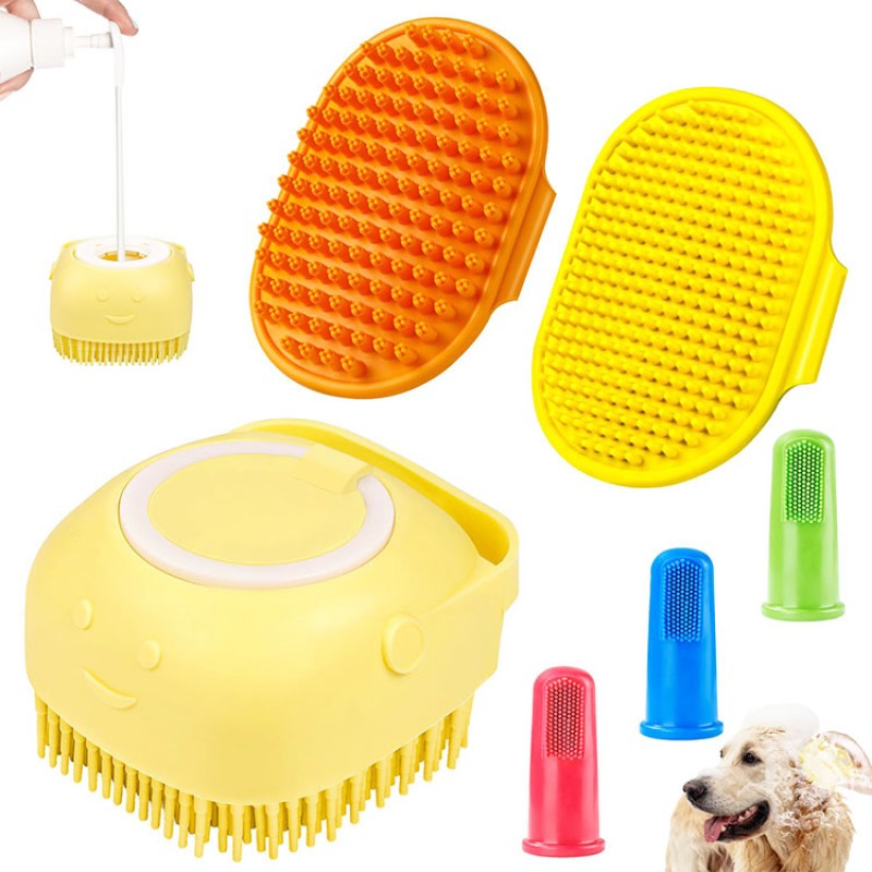 Dog Bath Tools Manufacturer - 6 Piece Silicone Grooming Set