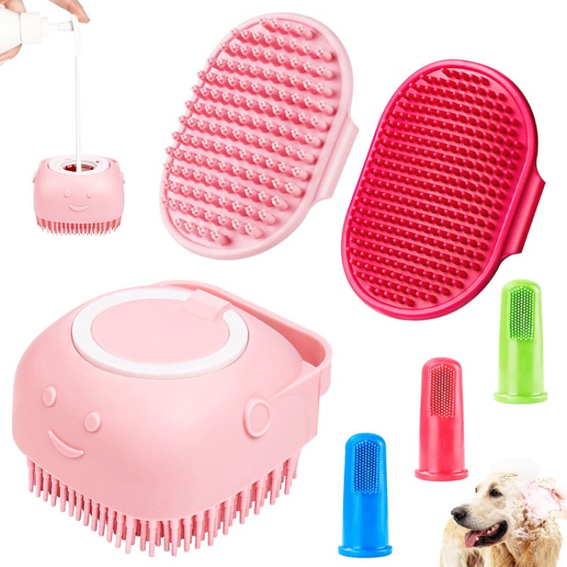 Dog Bath Tools Manufacturer - 6 Piece Silicone Grooming Set