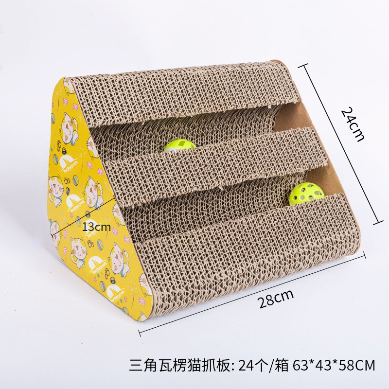 L Shape Cat Scratcher Supplier - Indoor Cats Scratch Pad Cardboard with Ball Toy