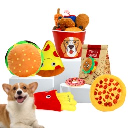 Pet Anxiety Toy Manufacturer - Hot Selling Durable Family Bucket Fried Chicken Burger Squeak