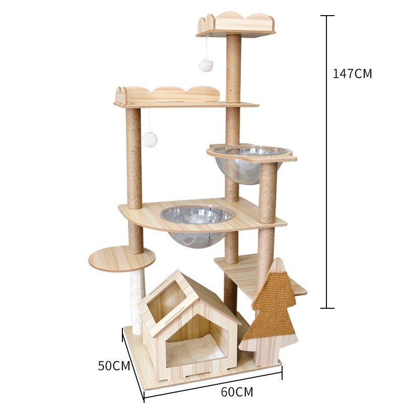 Cat Tree Supplier - Luxury Multi-level Wooden Scratching Post Condo Tower Furniture