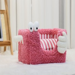 Pet Bed Supplier - Cute Striped Storage Basket Shape Cat Nest Eco Friendly Plush Bed