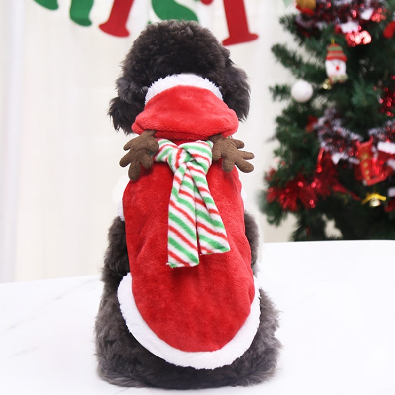 Pet Christmas Clothing Factory - Winter Flannel Warm Holiday Coat Puppy Accessories Gifts