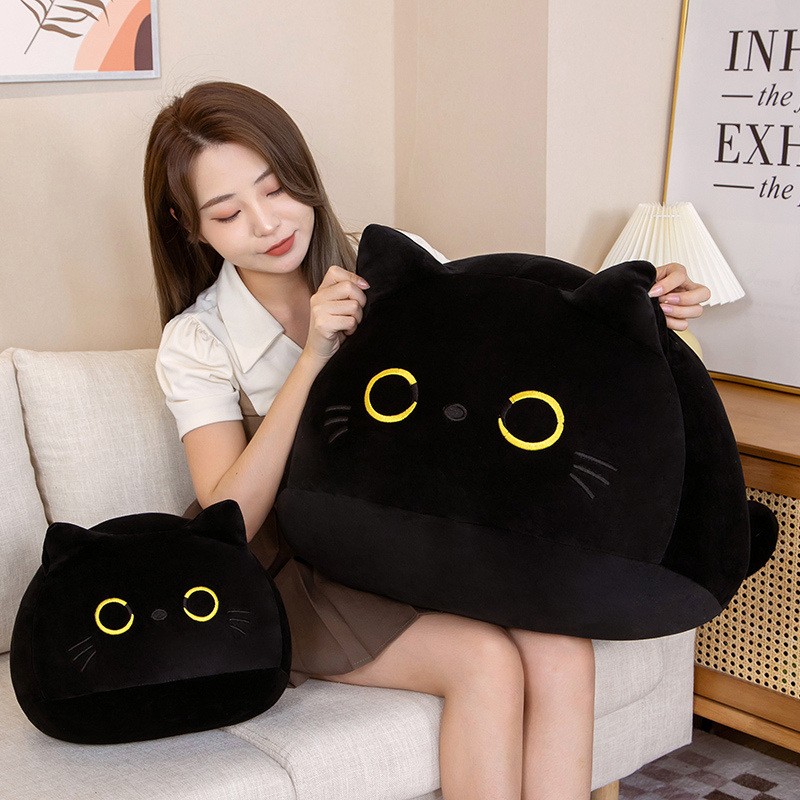 Black Cat Plush Pillow Supplier - Hot Selling Customizable Cotton Doll with Logo Soft Toy