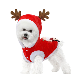 Christmas Pet Costume Manufacturer - Red Color Elk Design Santa Claus Dog Cat Clothes