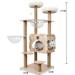 Cat Tree Supplier - Luxury Multi-level Wooden Scratching Post Condo Tower Furniture