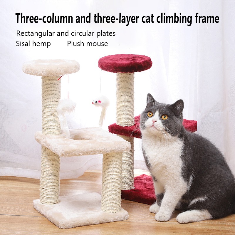 Pet Cat Tree Supplier - Indoor 2 Layer Cat Trees Plush Scratch Tree All Year Tower