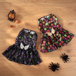 Pet Halloween Clothes Supplier - Bat Pumpkin Skirt Dog Costume Shirt Party Cat Dress