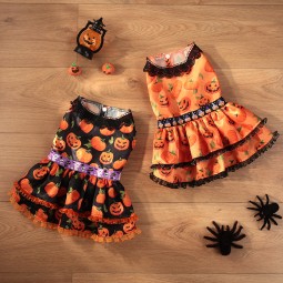 Party Dog Clothes Factory - New Holiday Skirt Outfit Pumpkin Funny Puppy Dress Halloween