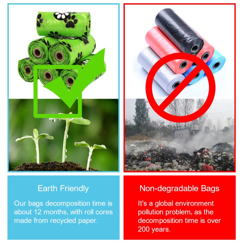 Dog Poop Bag Manufacturer - 16 Rolls Red Foot Print