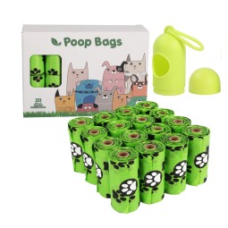 Pet Poop Bag Set Factory - 20 Rolls Green Foot Print