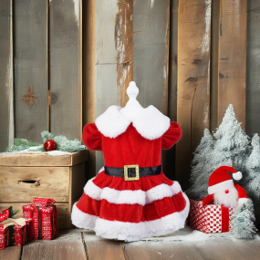 Pet Christmas Dress Manufacturer - Red Coat Skirt Festive